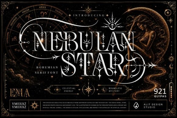 Nebulan Star Typeface: A Bohemian Serif for Cosmic Brand Moments