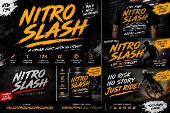 Nitro Slash: A Bold Display Font That Delivers Raw Energy
